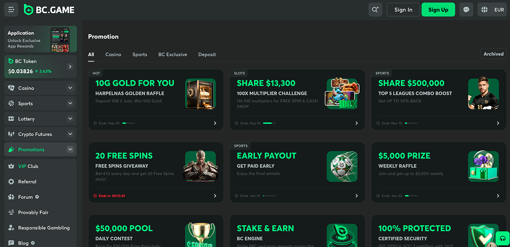 BC Game Casino μπόνους