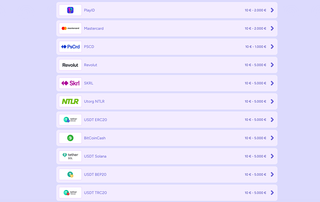 Casino Online SpinBara Τρόποι πληρωμής